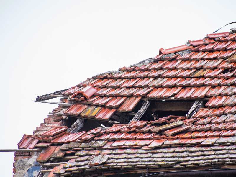 collapsed tile roof