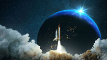 space shuttle taking off